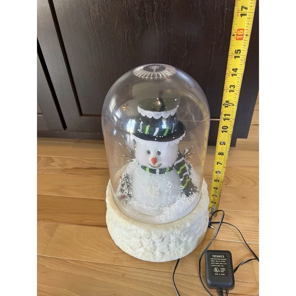 VTG-CARLTON CARDS CHRISTMAS PLASTIC DOME~FIBER OPTIC‎ Snowman BLOWS SNOW~MUSICAL